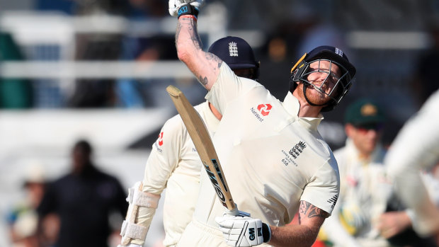 Ben Stokes celebrates after his match-winning century at Headingley in the third Ashes Test.