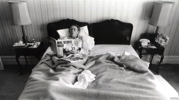 The morning after the election.  Malcolm Fraser, still Prime Minister, can relax in bed at the Windsor Hotel.