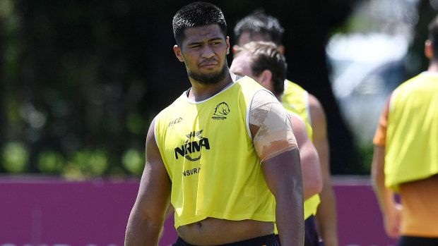 Suspended: highly-touted Broncos young gun Payne Haas will miss the start of Brisbane's NRL season.