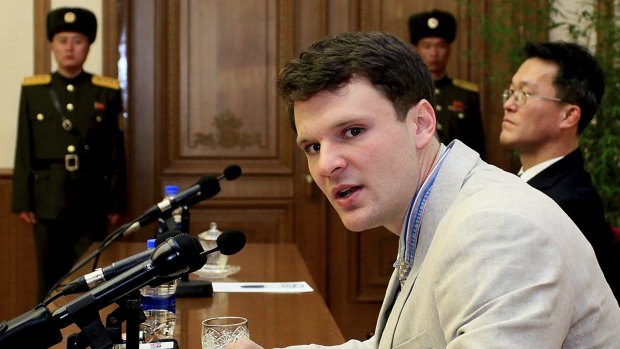Otto Warmbier pictured last year in Pyongyang.