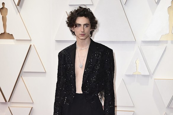 A less risk-averse Timothée Chalamet at the Oscars in 2022.