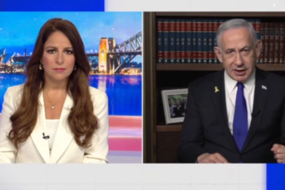 Sharri Markson and Israeli Prime Minister Benjamin Netanyahu.