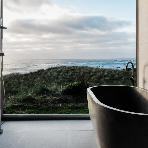 There are two lodges at King Island’s Kittawa Lodge, both positioned for cinematic ocean and sunset views.