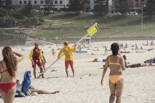 Bondi Beach being closed in Sydney on 
March 21.