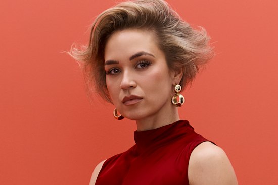 Zara dress and sandals, Dinosaur Designs earrings.