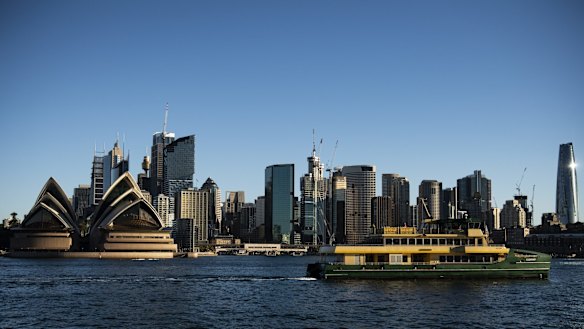 One of three new Emerald-class ferries sailing into Sydney for the first time this year.