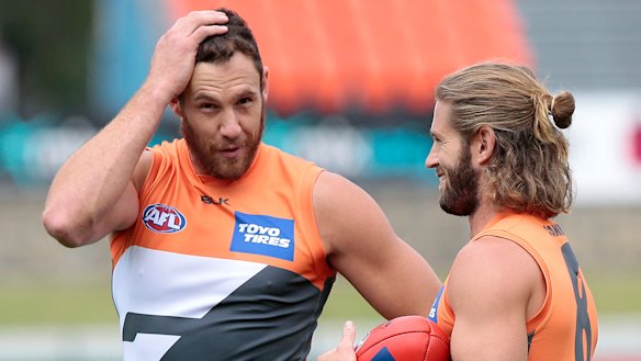 Shane Mumford with teammate Callan Ward back in 2016.