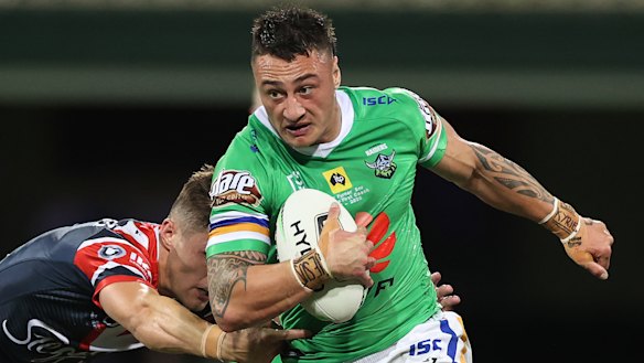 Runaway success: Raiders fullback Charnze Nicoll-Klokstad.