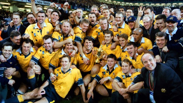 Golden period: The Wallabies celebrate winning the 1999 Rugby World Cup.