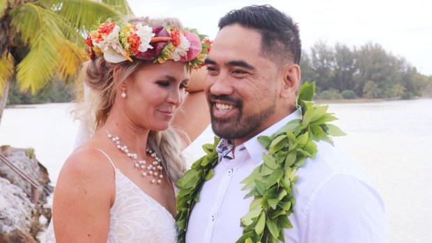 Tegan and Jerome Iakimo on their wedding day in Rarotonga, which Tegan Iakimo says was a "disaster". 