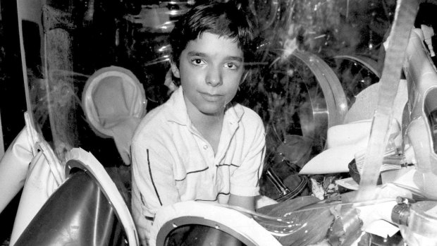 David Vetter, seen here in 1982, was born with immune deficiency and lived in a protective enclosure. He died in 1984 through complications from an experimental bone marrow transplant aimed at ending his isolation.