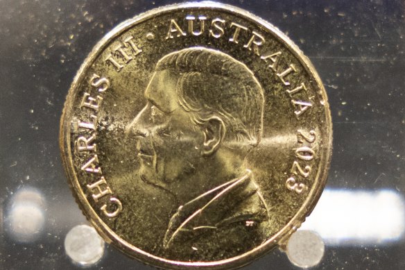 A prototype on display featuring King Charles III that will appear on Australian coins before Christmas.