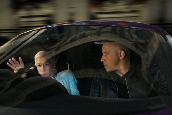 Helen Mirren and Vin Diesel in F9.