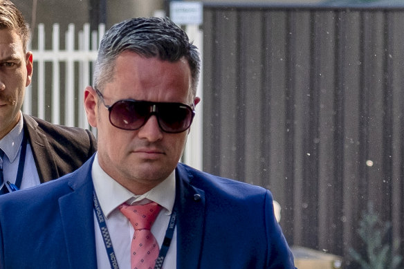 Detective Senior Constable Murray Gentner arriving at the Coroner's Court in December.