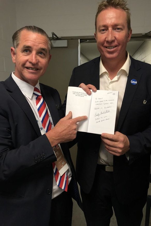 Bradley Stubbs with Roosters coach Trent Robinson.