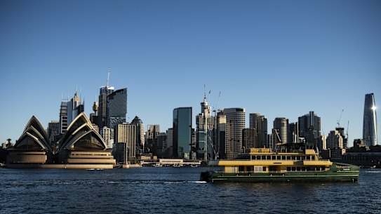 One of three new Emerald-class ferries sailing into Sydney for the first time this year.
