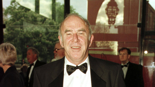 Clive James arrives at the Royal Albert Hall for the BAFTA award ceremony, 1997.
