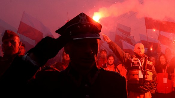 The 'March of Independence' organised by far-right activists to celebrate 100 years of Poland's independence.