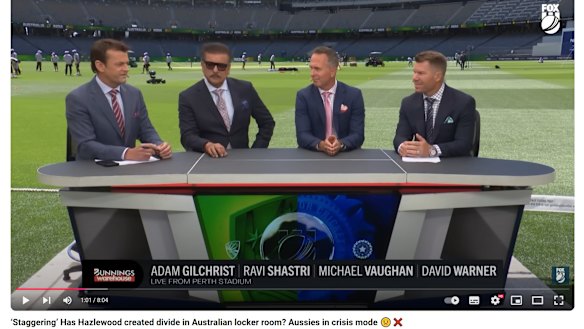 A screenshot of the video uploaded to the Fox Cricket YouTube channel.