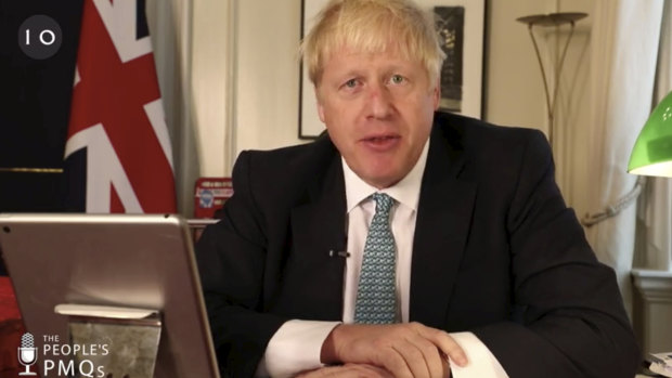 British Prime Minister Boris Johnson addresses the public from Downing Street via Facebook.