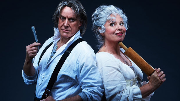 Anthony Warlow and Gina Riley star in Sweeney Todd. 
