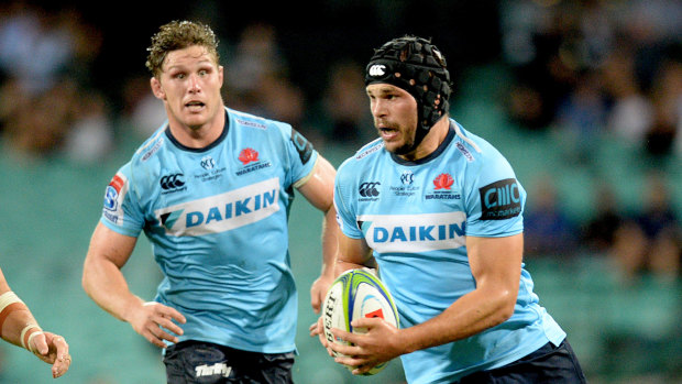 Michael Wells (right) will start at No.8 for NSW against the Lions in Johannesburg. 