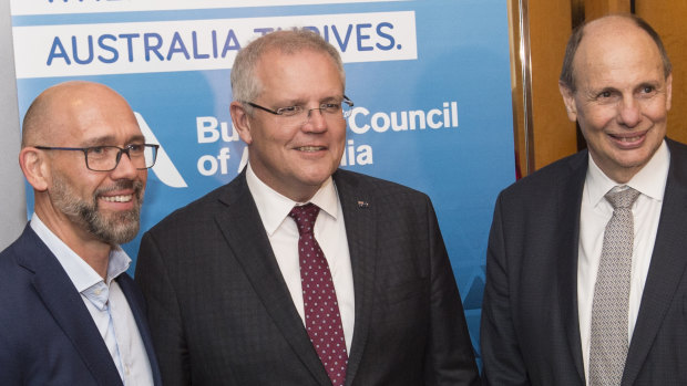 BCA managing director Grant King (right) with Prime Minister Scott Morrison.
