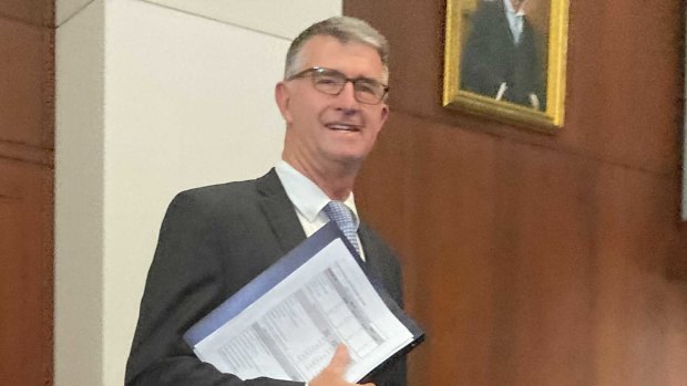 Deputy LNP leader and shadow treasurer Tim Mander delivers the LNP's election costings at Queensland Parliament.