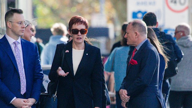Ex-City of Parramatta chief executive Gail Connolly with her legal team attends the ICAC on Friday.
