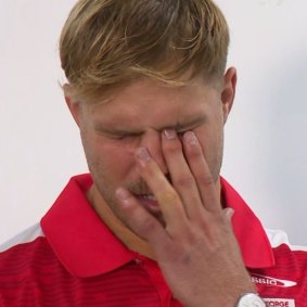 Jack de Belin broke down as he talked about the effects of fatherhood.