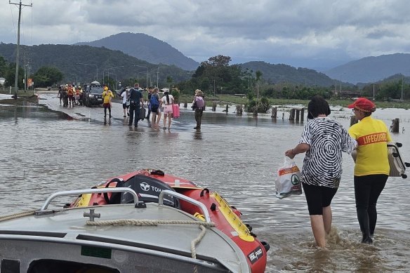 Cairns residents being evacuated after widespread flooding ravaged parts of Far North Queensland following Cyclone Jasper in December.