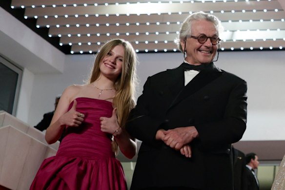 Alyla with director George Miller at the premiere of Furiosa: A Mad Max Saga at Cannes in 2024. 