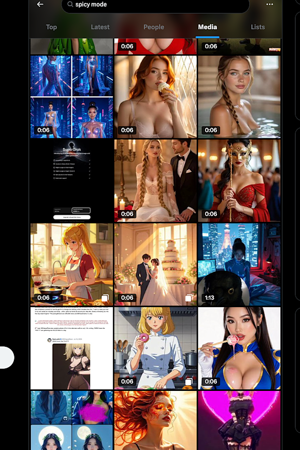 Some users have uploaded Spicy Mode AI-generated videos to X for public viewing.