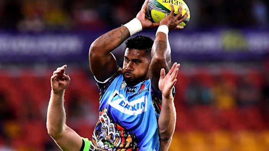 Kelly Meafua competing for the Waratahs at the 2018 Global tens tournament in Brisbane.