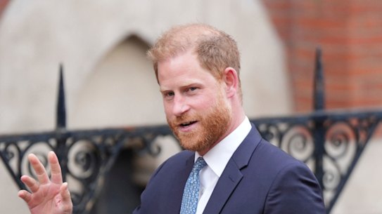 Prince Harry leaves the Royal Courts of Justice in London on Tuesday.