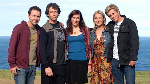 A promotional shot from the second season of Love My Way. From left, Brendan Cowell, Ben Mendelsohn, Claudia Karvan, Asher Keddie and Dan Wyllie.
