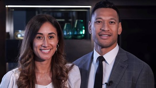 Screenshot form YouTube video released by Israel Folau and his wife after reaching an agreement with the Australian Rugby Union.