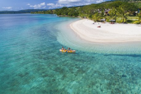 Nearby Pele Island … a snorkelling gem.