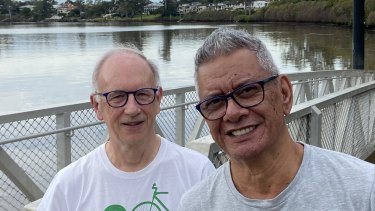 Yeronga residents Jack Callone and Zane Hema say it makes sense to ask for a business case for upstream stops for Brisbane’s CityCats.