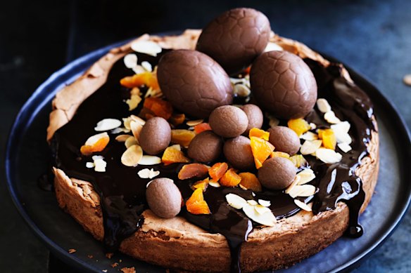 Adam Liaw's chocolate and almond Easter cake.