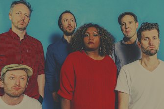 Emma Donovan and The Putbacks, from left, Tom Martin, Rory McDougall (seated), Simon Mavin, Emma Donovan, Justin Marshall and Mick Meagher.