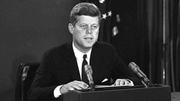 October 22, 1962: John F. Kennedy addresses US citizens to announce a naval blockade of Cuba until Soviet missiles are removed.