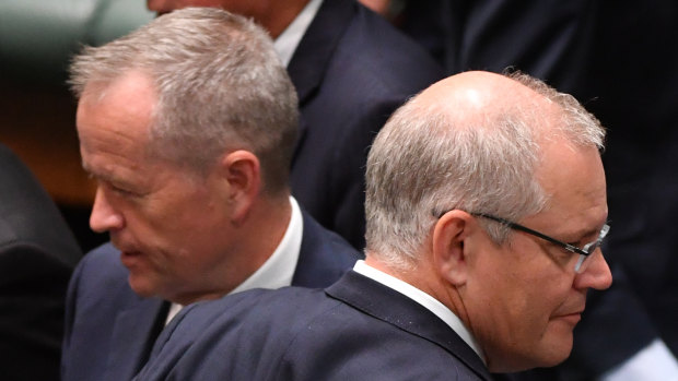 Opposition leader Bill Shorten (left) and Prime Minister Scott Morrison during the last sitting day of 2018.