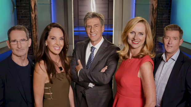 Some Shark Tank judges have been unwittingly caught up in online scams. From left, Steve Baxter,  Janine Allis, Andrew Banks, Naomi Simson and Glen Richards.