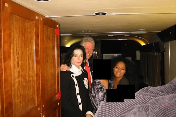 Michael Jackon, Bill Clinton and Diana Ross, with an unknown person