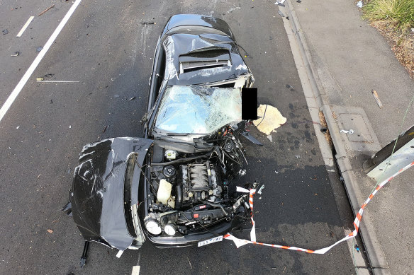 The impact of the crash in Barkly Avenue, Burnley.