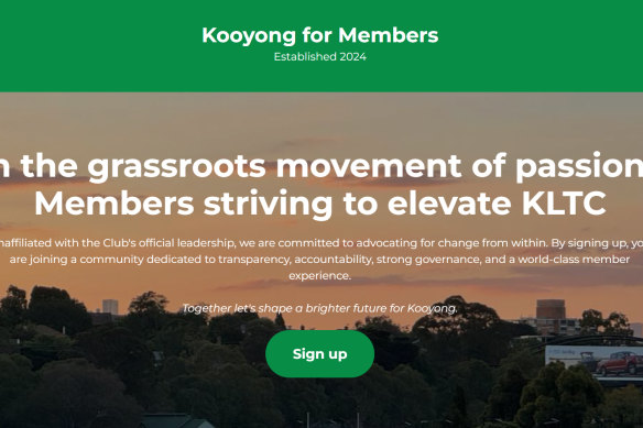 The landing page for the newly launched Kooyong for Members website.