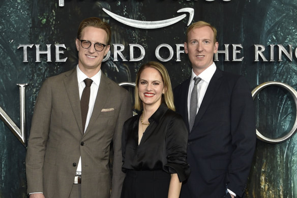 Exececutive producer J.D. Payne, Lindsay Weber and Patrick McKay at a screening to mark the launch of Lord of the Rings: The Rings of Power.