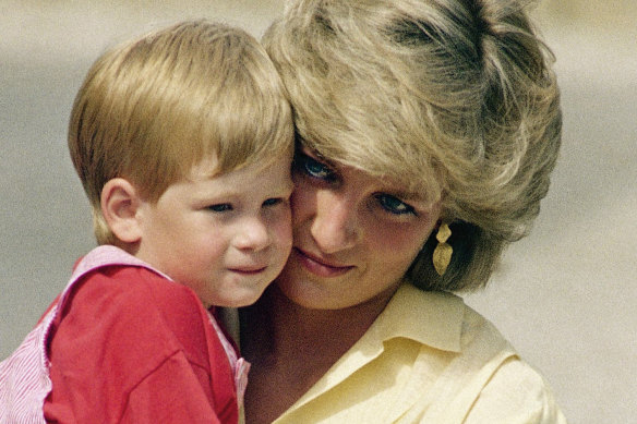 Prince Harry with his mother, Princess Diana, in 1987.