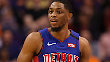 Brandon Knight playing for the Detroit Pistons in the NBA.